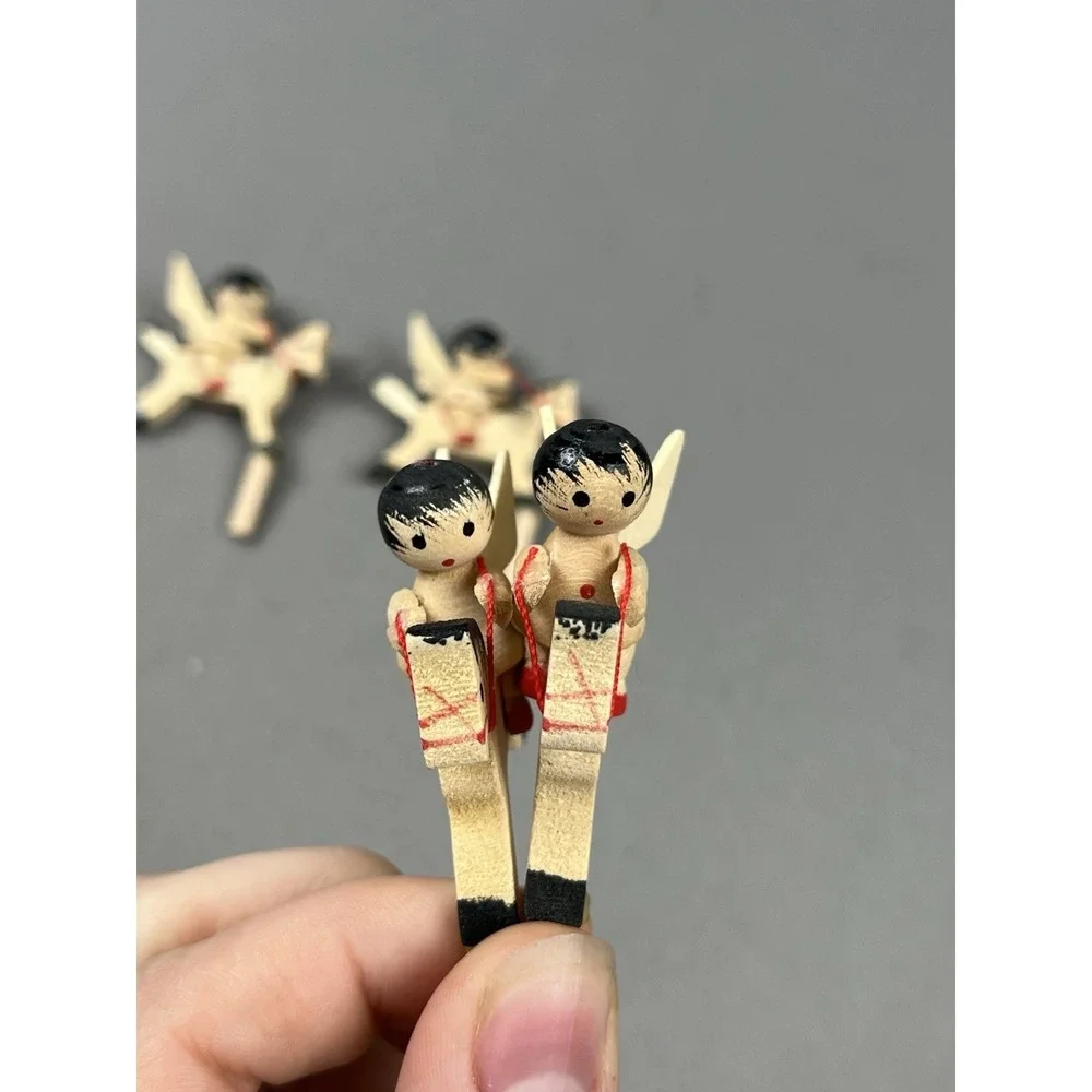 VTG Christmas Miniature Erzgebirge Angel On Horse Ornaments Pegs German Lot 4